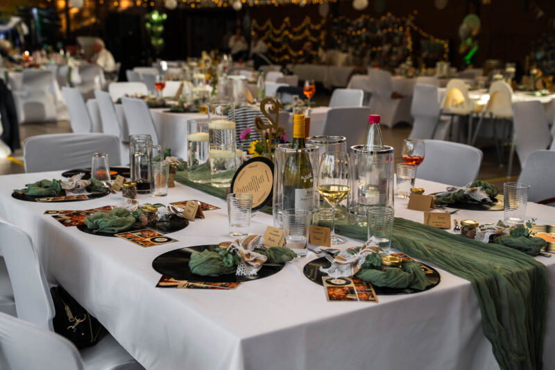 Tischdekoration an der Hochzeitslocation